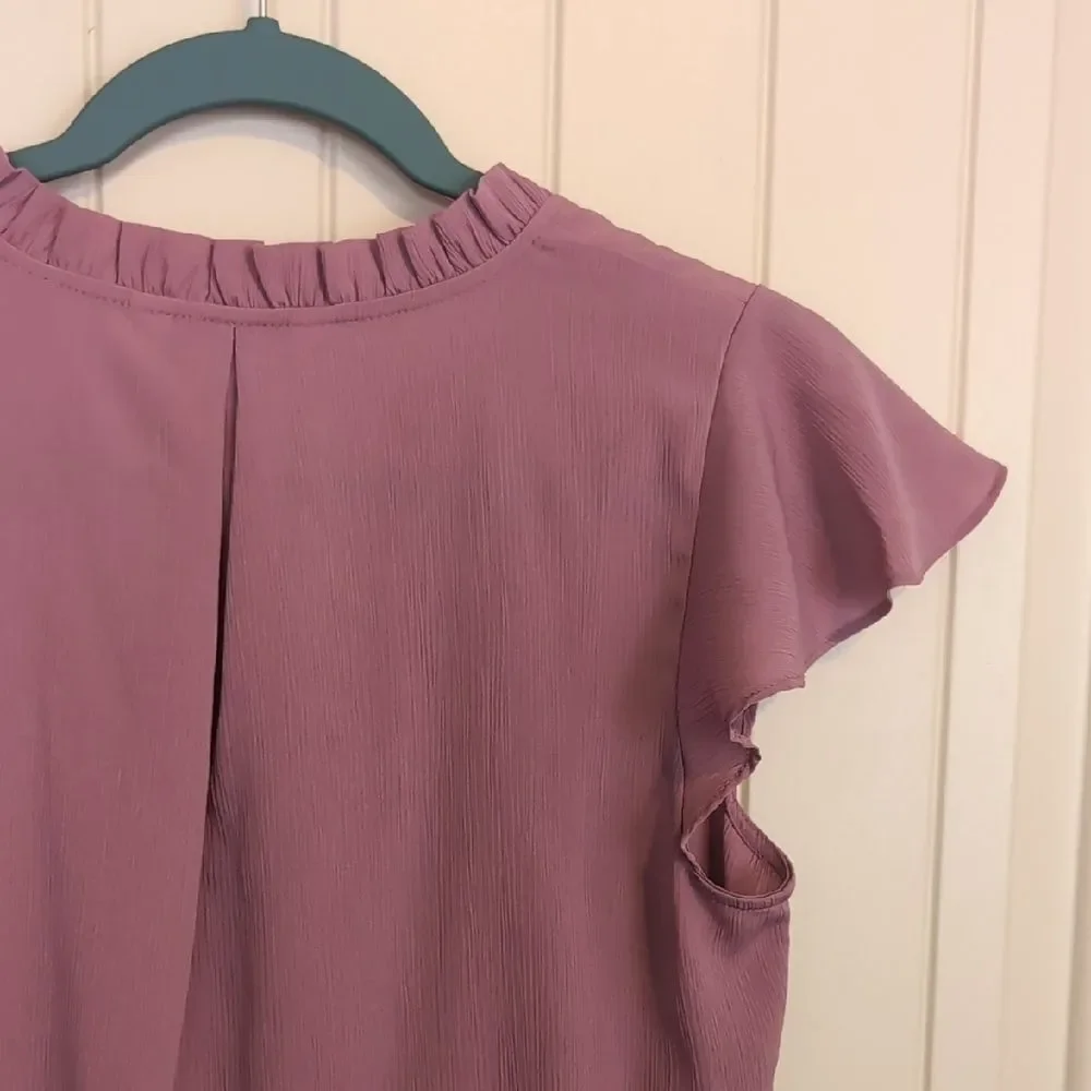 NWT Nine West Dusty Purple Flutter Sleeve Blouse - Picture 11 of 13